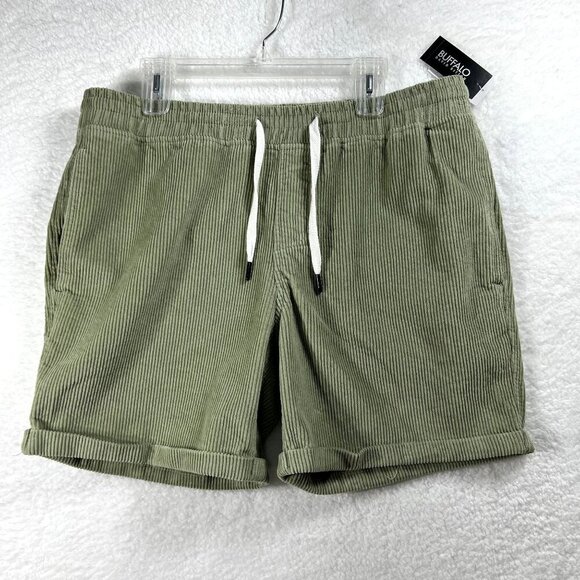 Buffalo David Bitton Mens L Sage Green Corduroy Haiden Shorts Summer Minimalist - Picture 1 of 16